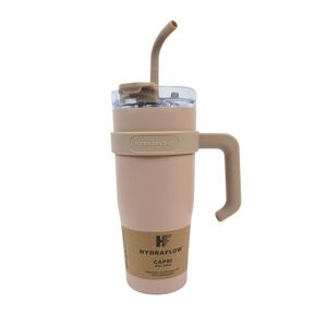 Hydraflow Capri Clay Insulated Tumbler with Straw, Triple Wall Layer